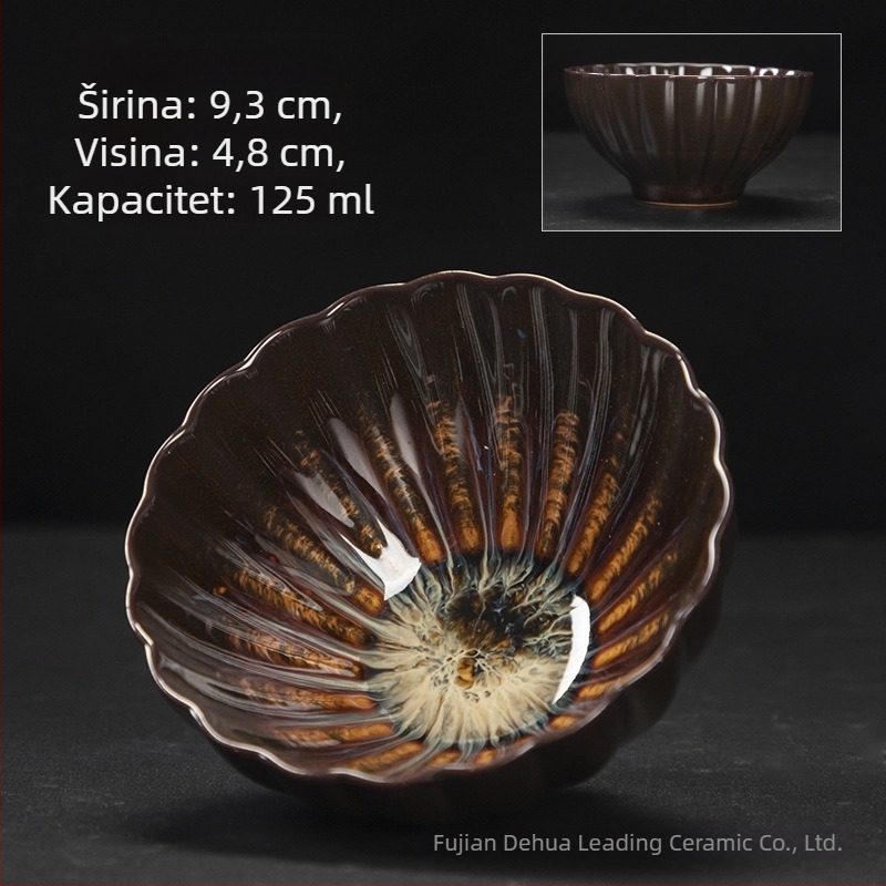 Keramička šalica za čaj s glazurom pećnice, konusna šalica za čaj s glazom zvjezdano nebo, degustacijska šalica, dizajn inspiriran majstorom Kung Fu