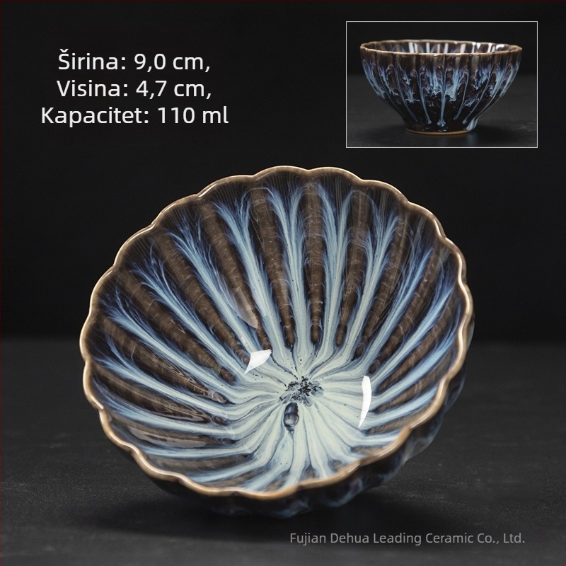 Keramička šalica za čaj s glazurom pećnice, konusna šalica za čaj s glazom zvjezdano nebo, degustacijska šalica, dizajn inspiriran majstorom Kung Fu