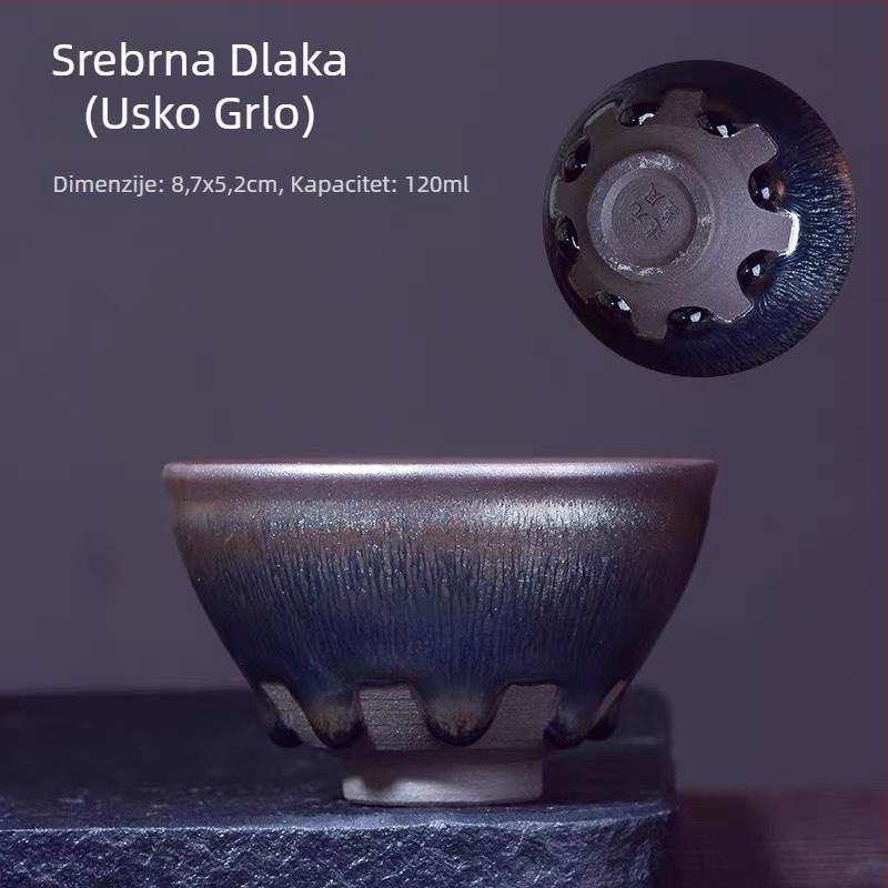 Jianyang Jianzhan šalica za čaj s glazurom krzno ze zeca i uzorom osam suza, osobna šalica za čaj, velika veličina