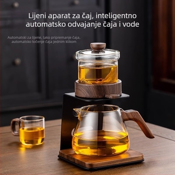 Čajnik s dodirnim vrhom, drveni podmetač od orašastog drveta, kućni Kung Fu set za čaj s posudom i šalicama