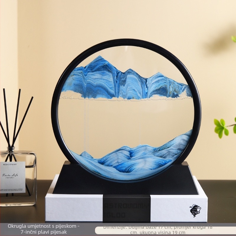 Kreativna staklena ukrasna figura s tekućim pijeskom za opuštanje, 3D pejzaž s pijeskom, kućna dekoracija, poklon za rođendan za njega ili nju.