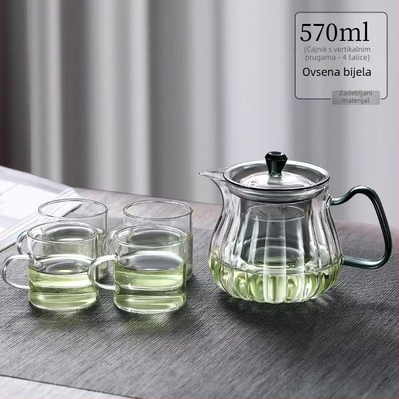 Čajnik od borosilikatnog stakla za zeleni čaj, kućna Upotreba, japanskog stila čajevog cvijeta, otporan na visoke temperature, debele stijene