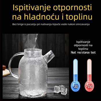 Stakleni čajnik za hladnu vodu od borosilikatnog stakla – otporan na toplinu, otporan na eksplozije za sokove i čaj s cvijećem, velik kapacitet