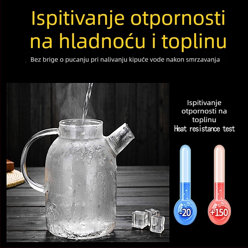 Stakleni čajnik za hladnu vodu od borosilikatnog stakla – otporan na toplinu, otporan na eksplozije za sokove i čaj s cvijećem, velik kapacitet