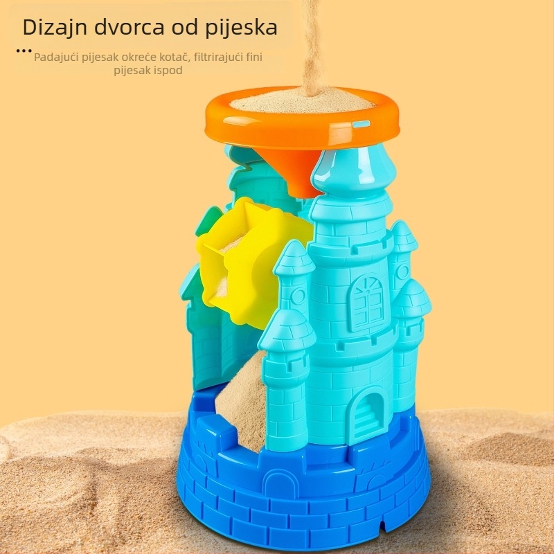 Ekološki vanjski set za igru na plaži s alatima za pijesak i vodu, uključuje veliki pijesčani mjerač vremena