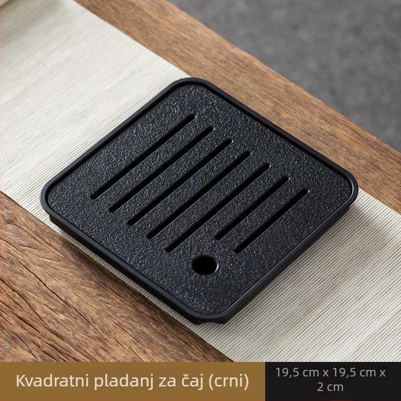 Gongfu čajni podmetač s čajem setom, platforma za suho namakanje, imitacija crno-zlatnog kamena, lagani luksuzni kućni stol za čaj, mali odvodni tanjur