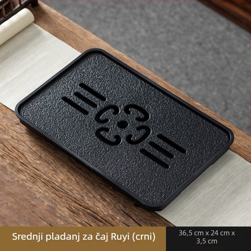 Gongfu čajni podmetač s čajem setom, platforma za suho namakanje, imitacija crno-zlatnog kamena, lagani luksuzni kućni stol za čaj, mali odvodni tanjur