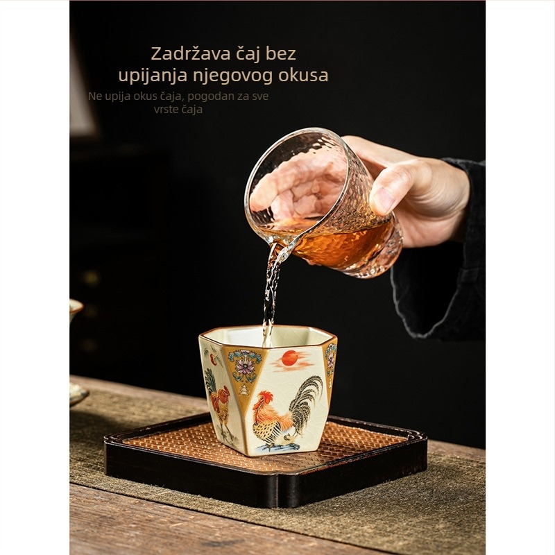 Porcelanska čajna šalica s uzorkom Ru kiln, velika kapaciteta, osmerokutna čajna zdjela