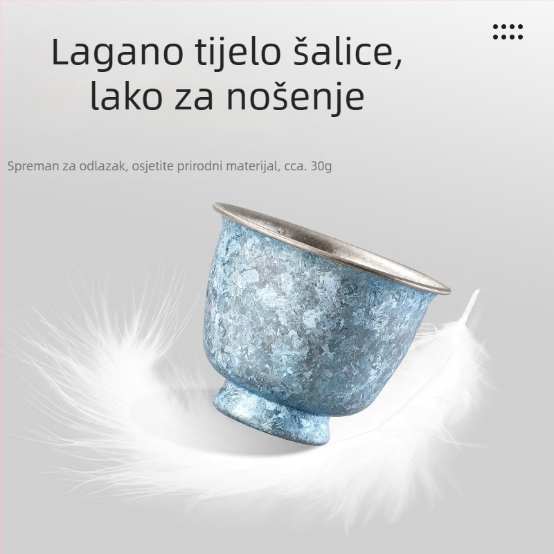 Dvostruko-slojne čajne šalice od čistog titana s uzorkom ledenih cvjetova i pukotina, prijenosni vanjski set za čaj, elegantan lagani luksuzni čajni set za dar