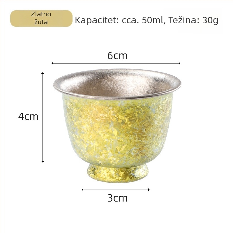 Dvostruko-slojne čajne šalice od čistog titana s uzorkom ledenih cvjetova i pukotina, prijenosni vanjski set za čaj, elegantan lagani luksuzni čajni set za dar