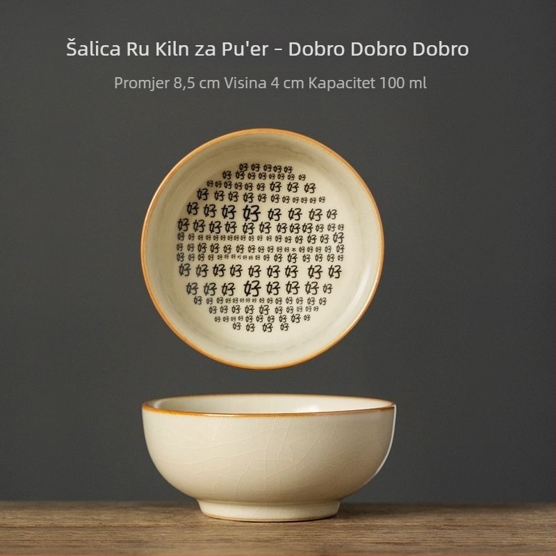 Ru kiln keramička šalica za čaj – osobna uporaba, jedna šalica, kreativni zabavni dizajn sa skrivenim nožem