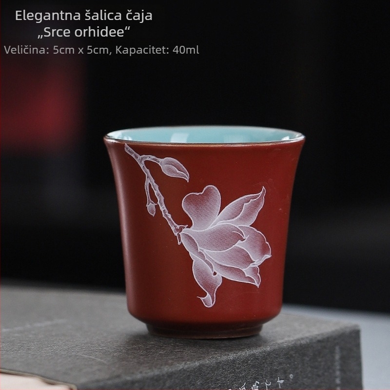 Keramička šalica za čaj s motivom peonije, Tang dinastija, dvostruka glazura, unisex