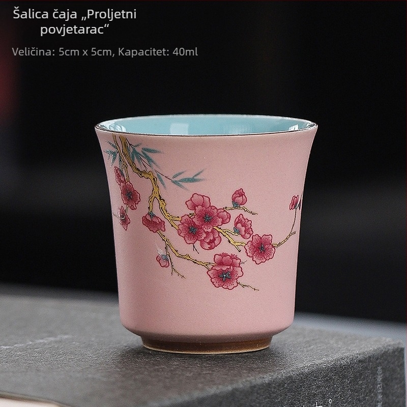 Keramička šalica za čaj s motivom peonije, Tang dinastija, dvostruka glazura, unisex