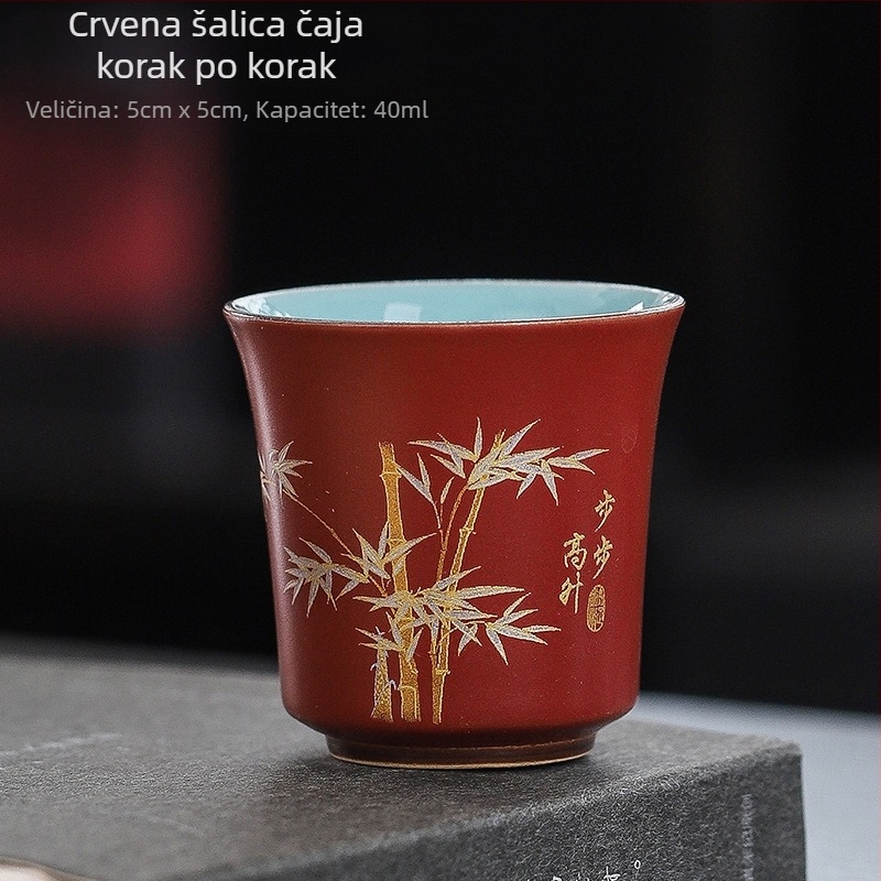 Keramička šalica za čaj s motivom peonije, Tang dinastija, dvostruka glazura, unisex