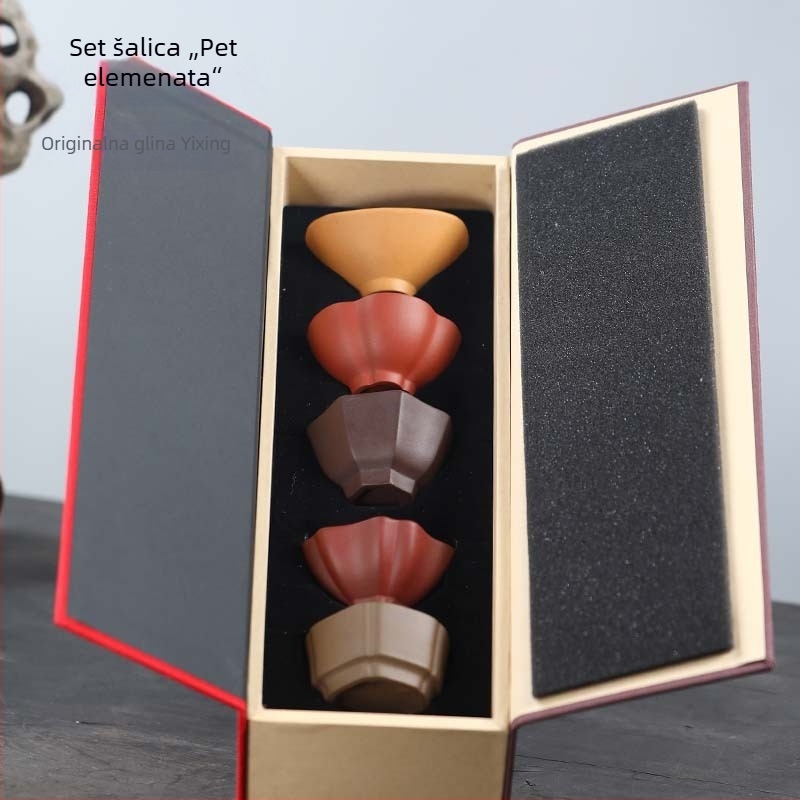 Set šalice za čaj od purpurne gline, ručna izrada, Kung Fu stil, pet boja, male čašice za degustaciju