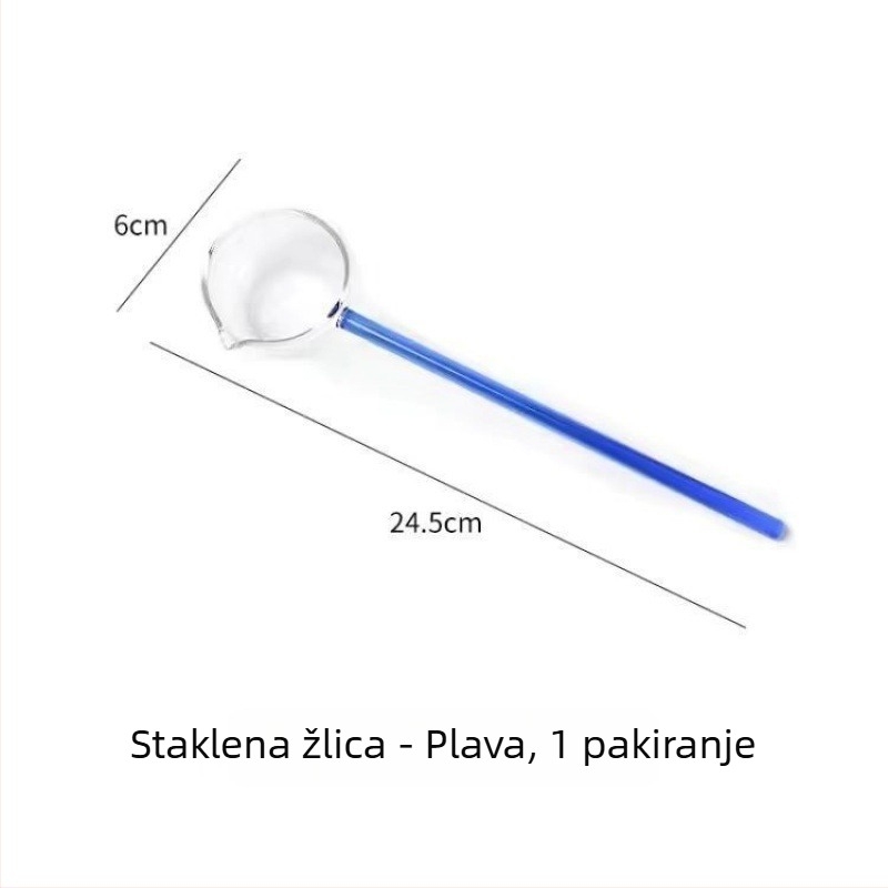 Šarena prozirna žlica s dugim držalom od borosilikatnog stakla — elegantna žlica za desert, čaj i začine.