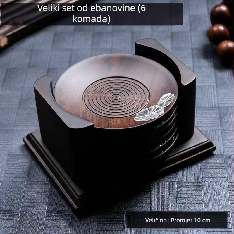 Ebony i Rosewood set za čajnu ceremoniju – masivno drvo, pladanj za čaj, čajni klip, držač šalice, žličica za čaj, vilica za šalice