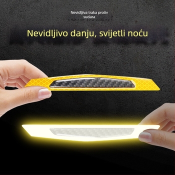 Reflektirajuća naljepnica za auto s uzorkom karbonskih vlakana – dekoracija karoserije i rubova vrata, zaštita od sudara