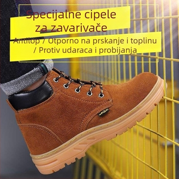 Ljetne muške sigurnosne cipele s visokim gornjim dijelom i čeličnim prstom, prozračne, otporne na probijanje i udar, protuklizne, lagane, bez mirisa, za zavarivanje