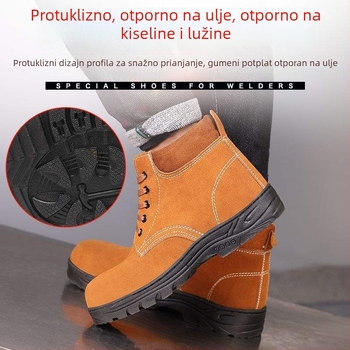 Ljetne muške sigurnosne cipele s visokim gornjim dijelom i čeličnim prstom, prozračne, otporne na probijanje i udar, protuklizne, lagane, bez mirisa, za zavarivanje