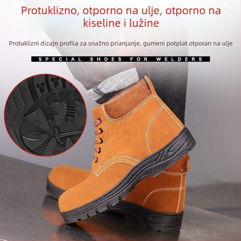 Ljetne muške sigurnosne cipele s visokim gornjim dijelom i čeličnim prstom, prozračne, otporne na probijanje i udar, protuklizne, lagane, bez mirisa, za zavarivanje