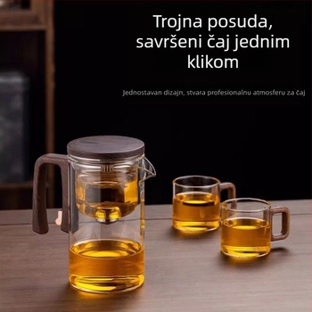 Stakleni elegantan set čajnih šalice s odvojenim čajem i vodom, magnetski filter, jednostavno korištenje