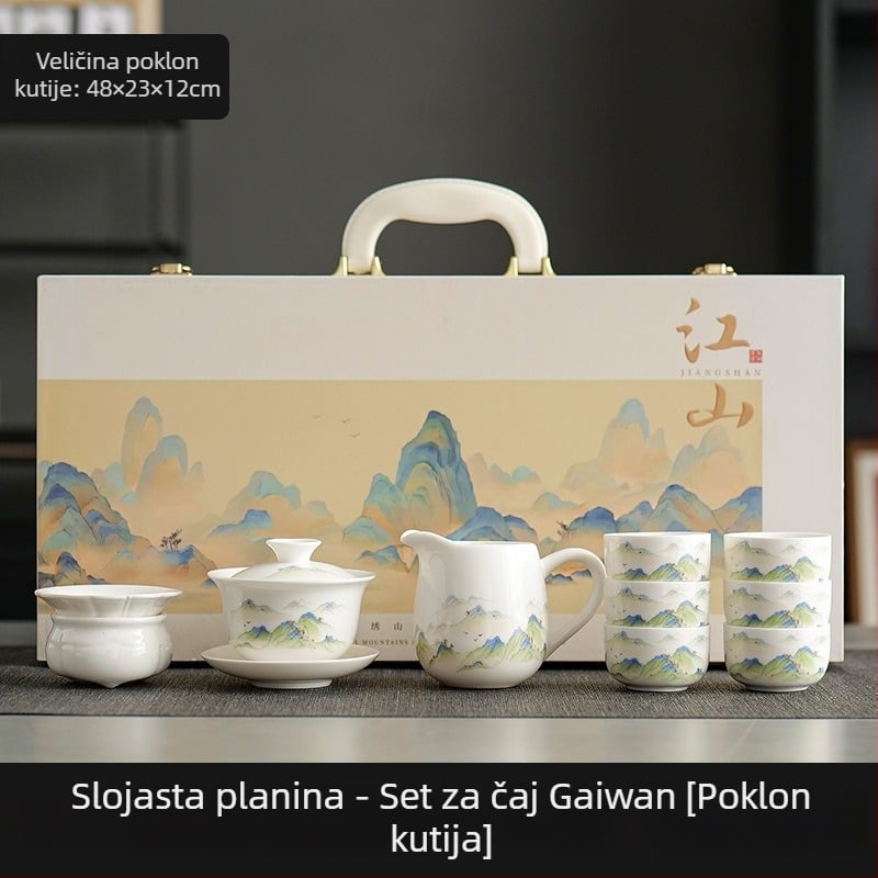 Set za čaj od jade porculana za kućnu uporabu, čajnik i šalice, 2025 novi model, kutija za darove starijima, suvenir
