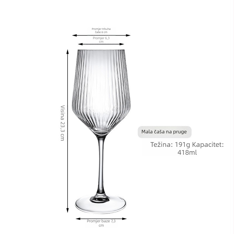 Pruhovana luksuzna čaša za vino za kućnu uporabu, visoka čaša za šampanjac u retro stilu s atmosferom