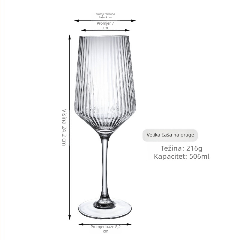 Pruhovana luksuzna čaša za vino za kućnu uporabu, visoka čaša za šampanjac u retro stilu s atmosferom