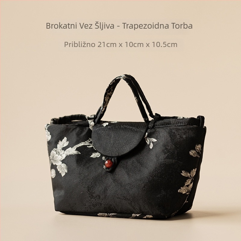 Torba za čaj s brokatnom šivom i cvjetovima šljive, za kampiranje i automobil, organizator za čajnik i šalice, zaštita od udara