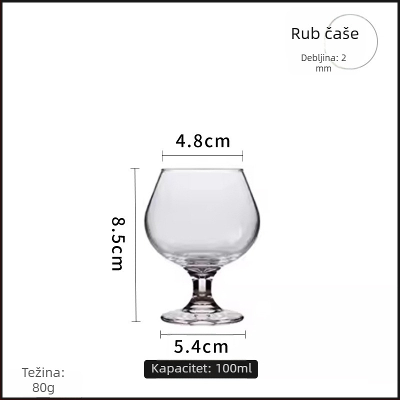 Libbey čaša za brendiju, kratka noga, debela, tulipan oblik, europski stil čaše za vino
