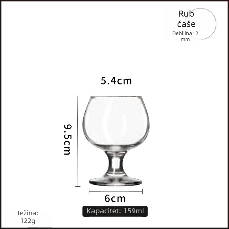 Libbey čaša za brendiju, kratka noga, debela, tulipan oblik, europski stil čaše za vino