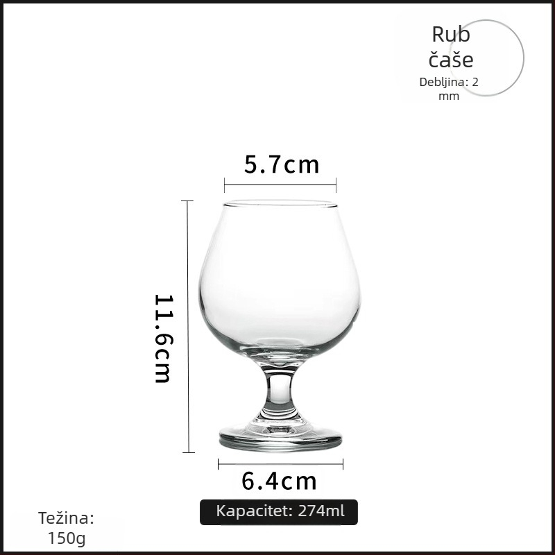 Libbey čaša za brendiju, kratka noga, debela, tulipan oblik, europski stil čaše za vino