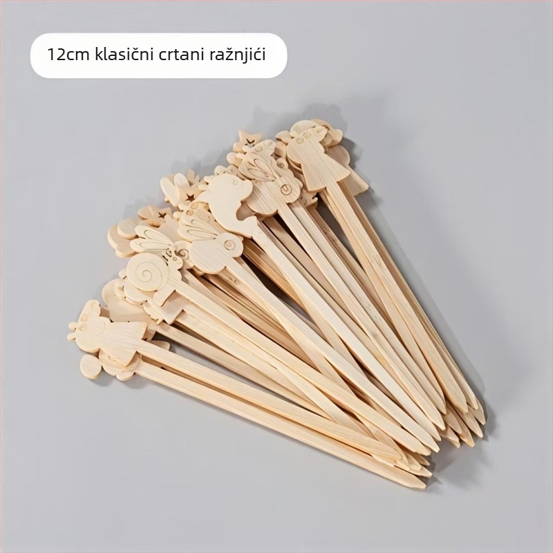 Bambus štapići za voće, jednokratni, duljina 12 cm, paket 50 kom., za voće i kruh, ukrašavanje hrane