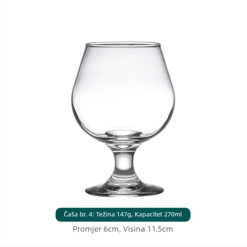 Čaša za brendiju s kratkom nogom, čaša za crno vino i viski, staklena čaša s velikim trbuhom, 301–400 ml