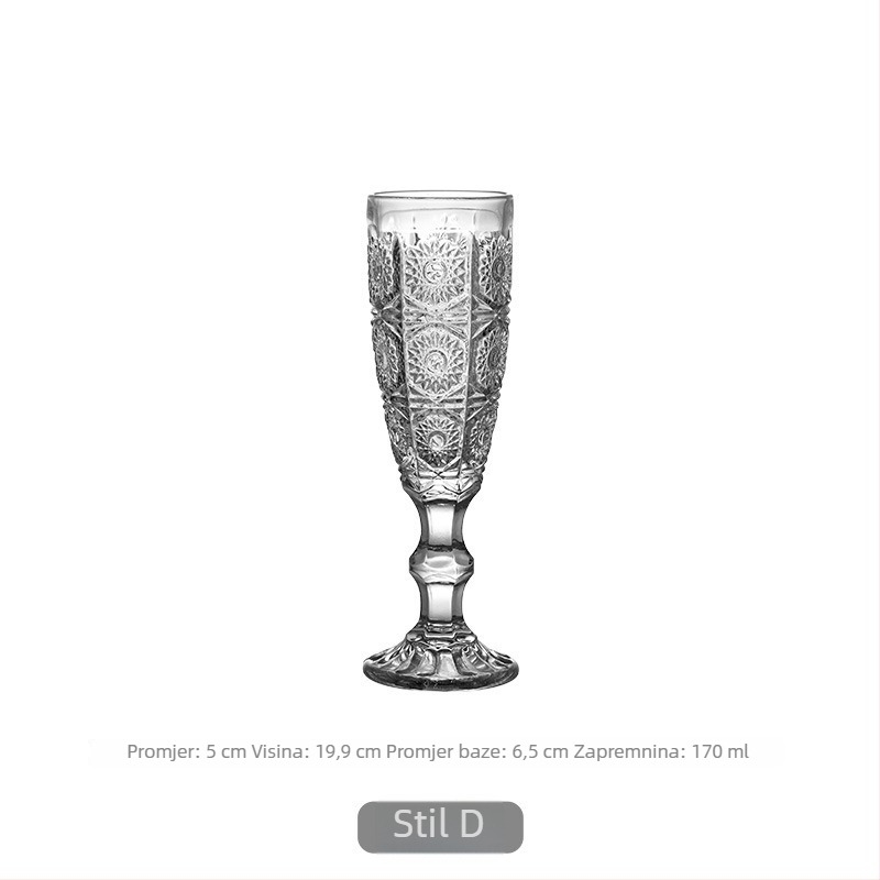 Francuskog stila elegantan stakleni čaš s dijamantnim rezom, vintage čaša za crveno vino, europski retro stil hotela