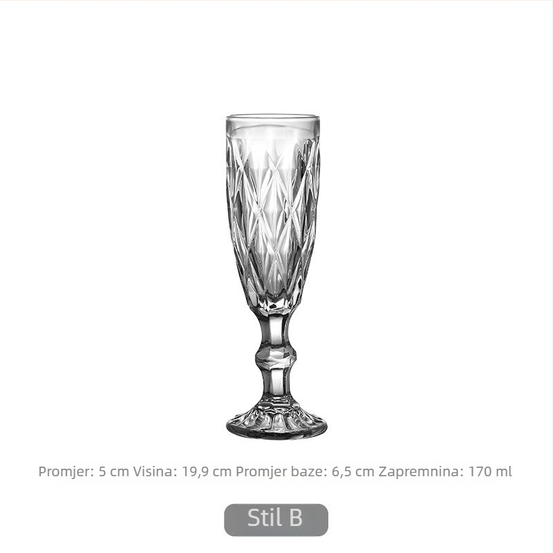 Francuskog stila elegantan stakleni čaš s dijamantnim rezom, vintage čaša za crveno vino, europski retro stil hotela