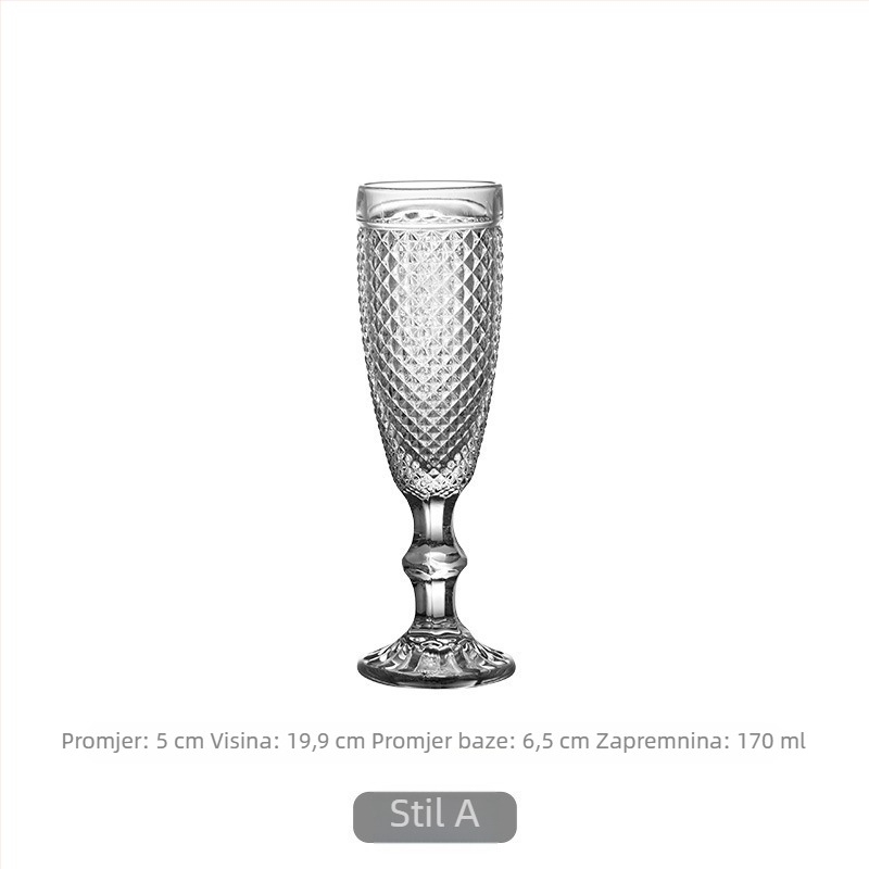 Francuskog stila elegantan stakleni čaš s dijamantnim rezom, vintage čaša za crveno vino, europski retro stil hotela