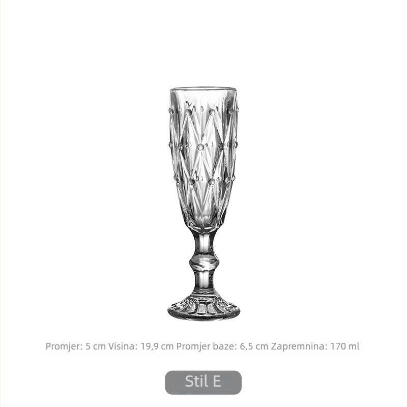 Francuskog stila elegantan stakleni čaš s dijamantnim rezom, vintage čaša za crveno vino, europski retro stil hotela