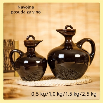 Keramička posuda za vino u starinskom stilu s poklopcem, tradicionalna terakotna posuda za vino, boca vina, 1 jin, 2 jin, 3 jin, 5 jin