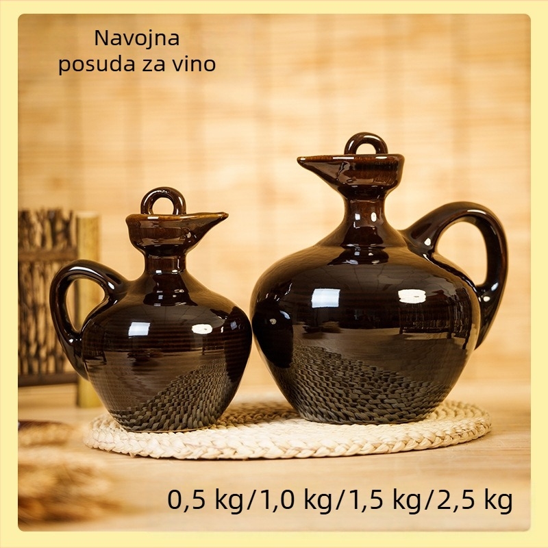 Keramička posuda za vino u starinskom stilu s poklopcem, tradicionalna terakotna posuda za vino, boca vina, 1 jin, 2 jin, 3 jin, 5 jin