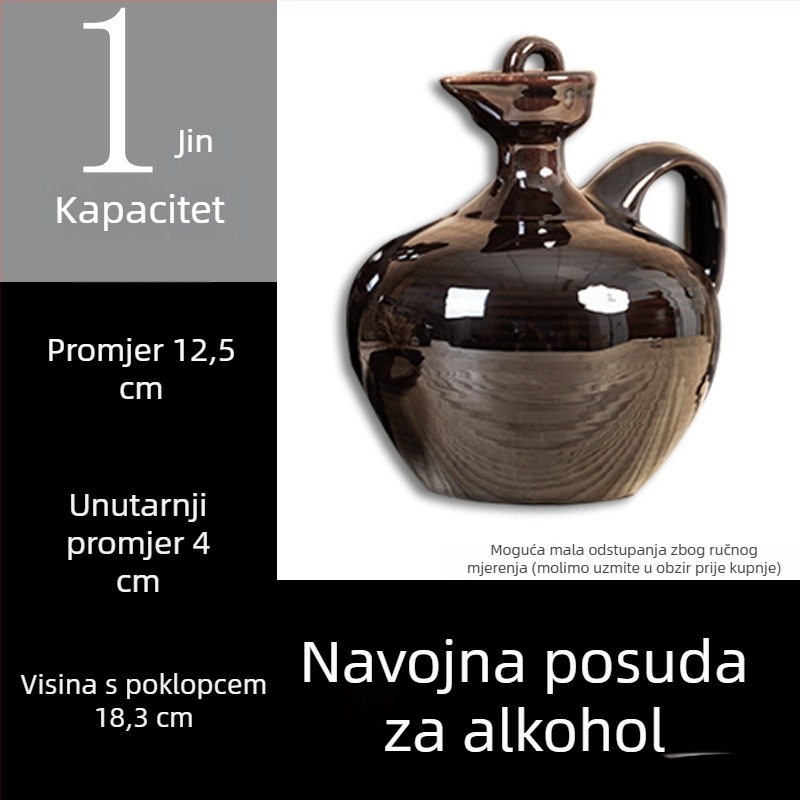 Keramička posuda za vino u starinskom stilu s poklopcem, tradicionalna terakotna posuda za vino, boca vina, 1 jin, 2 jin, 3 jin, 5 jin
