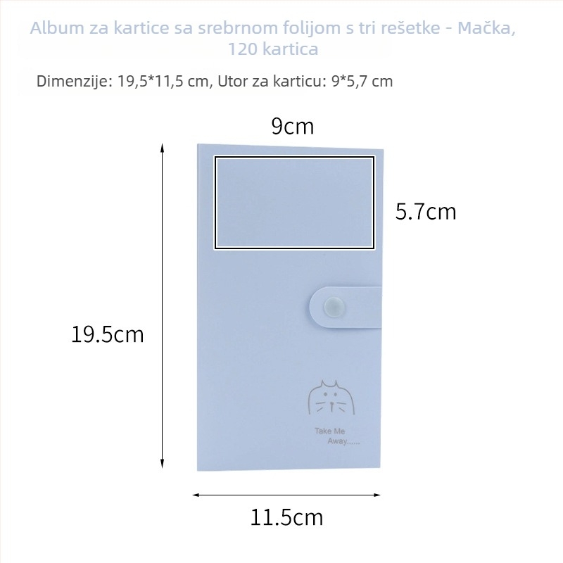 Srebrno folirani kartični album s tri odjeljka, jednostavne kartice s životinjama, kolekcija kartica za obožavatelje anime, Polaroid fotoalbum