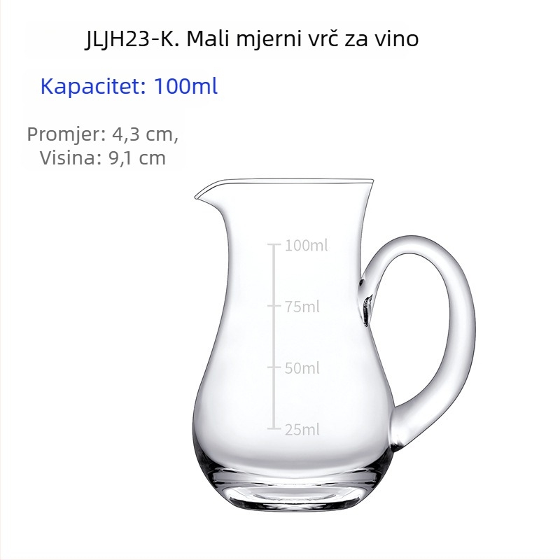 Prozirni kristalni stakleni dekantor za liker i vino s izljevom, kapacitet 101–200 ml