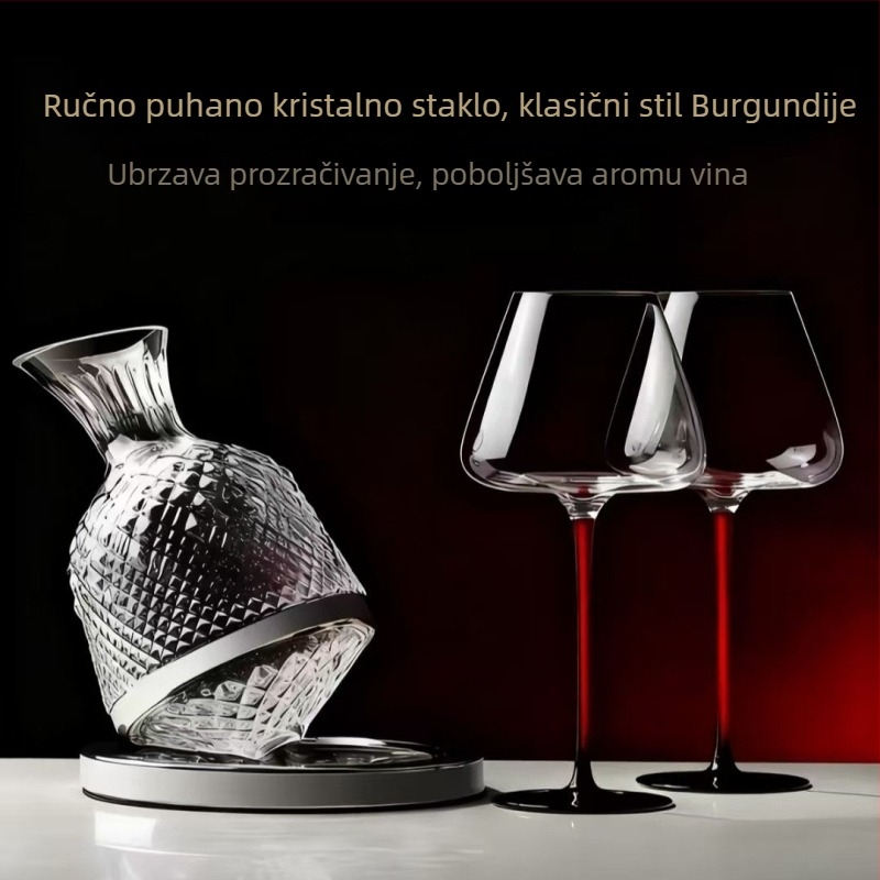 Saint Mes kristalni set za vino: decanter i čaše za crveno vino uz šampanjsku kulu