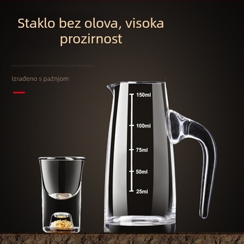 Dekanter za alkohol s mjernom ljestvicom i malom staklenom čašom s držačem