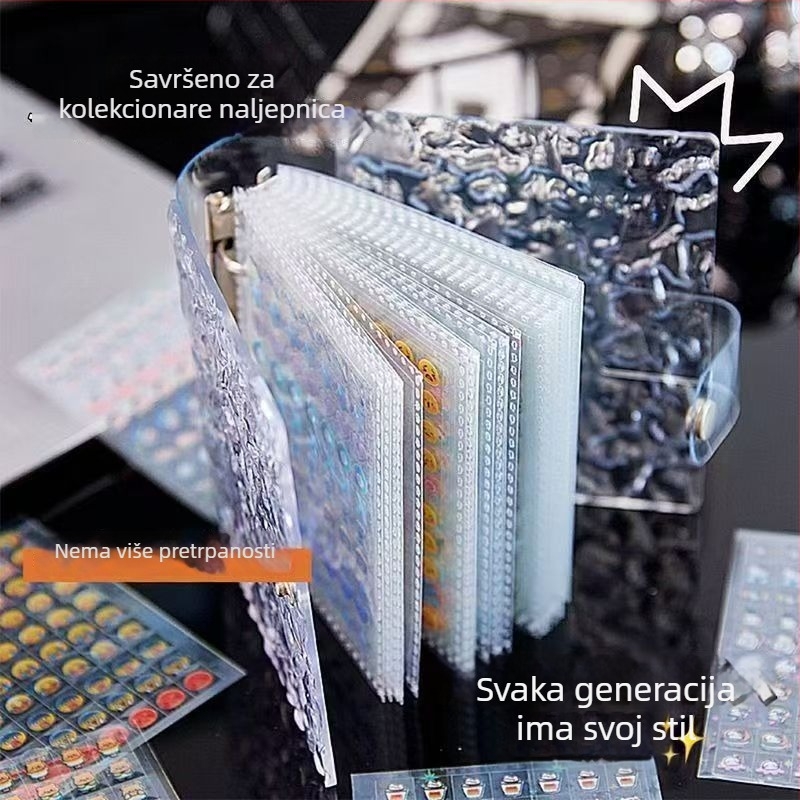 A8 metalni klip s uzorkom vodnih valova, album za pohranu naljepnica, materijali za planer i foto-album, sladak i jednostavan 3-inčni kartični album