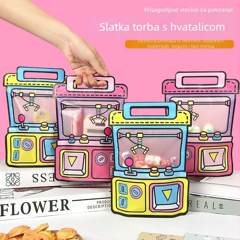 Slatka crtani darovna torba za djecu s mašinom hvatanja – pakiranje za grickice i slatkiše, darovi za maturu i vjenčanje