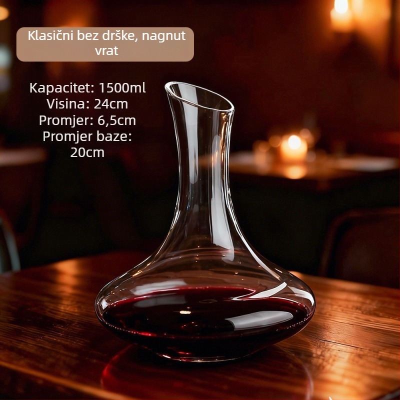 Krištalni karaf za crveno vino s izljevom, kapacitet 1000 ml, za kućnu upotrebu i luksuzne restorane.