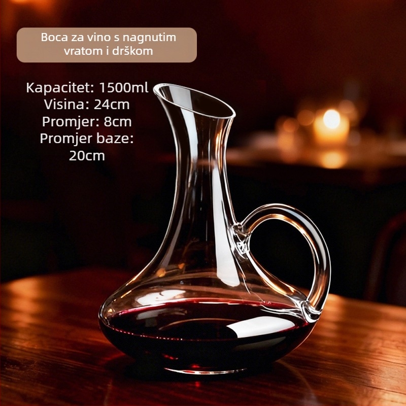 Krištalni karaf za crveno vino s izljevom, kapacitet 1000 ml, za kućnu upotrebu i luksuzne restorane.